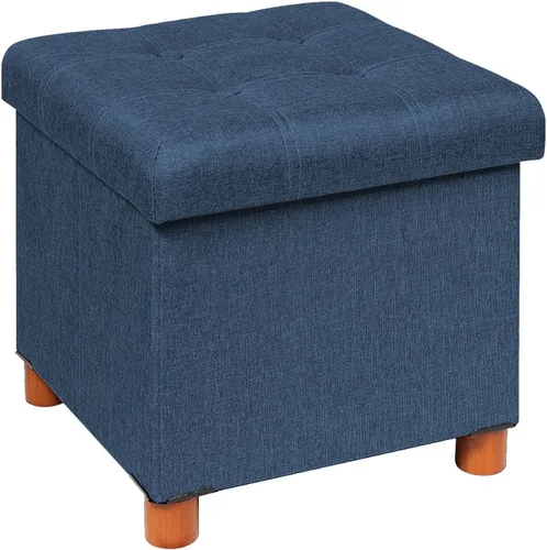 Miniatura 9 de B FSOBEIIALEO Otomana de almacenamiento con bandeja, taburetes de pies y otomanas con patas, cubo de almacenamiento, asiento de lino negro de 15