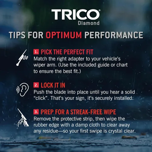 Miniatura 10 de TRICO Diamond - Juego de 2 limpiaparabrisas de repuesto prémium de 24 pulgadas + 21 pulgadas para todo tipo de clima, para todos los modelos