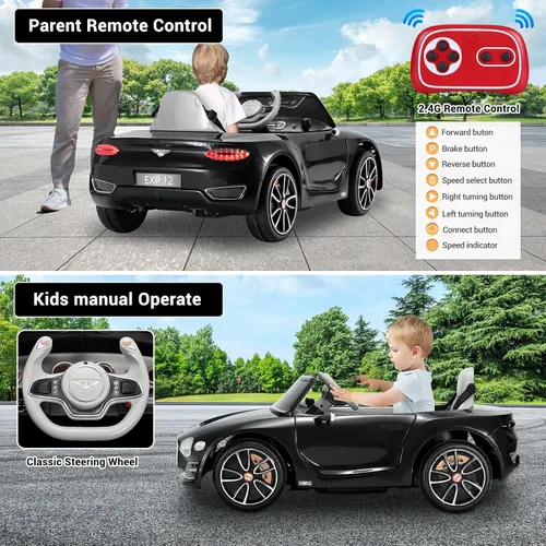 Miniatura 3 de Juguete eléctrico para niños, 12 V, batería de 12 V, vehículos Bentley con control remoto para padres, faros, MP3, puerto USB, bocina y puertas