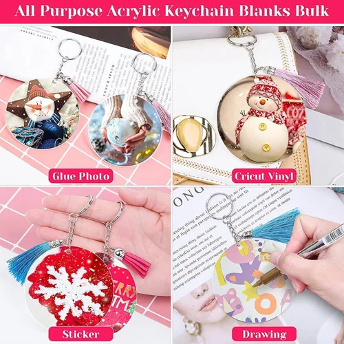 Miniatura 5 de Cludoo Adornos acrílicos transparentes de 3 pulgadas para manualidades, 30 piezas de adornos de acrílico redondo transparente en blanco con agujero