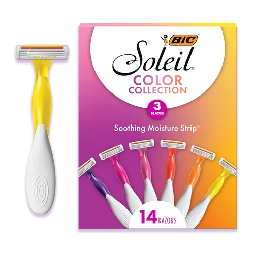 Miniatura 8 de BIC - Juego de rasuradoras lubricadas premium con aloe vera y vitamina E desechables para mujer, Strip Soleil Color, 10 unidades, 3 navajas
