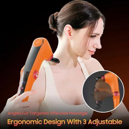 Miniatura 6 de Pistola de masaje con calor, masajeador muscular plegable, pistola masajeadora, pistola de masaje de percusión de tejido profundo, 9 velocidades