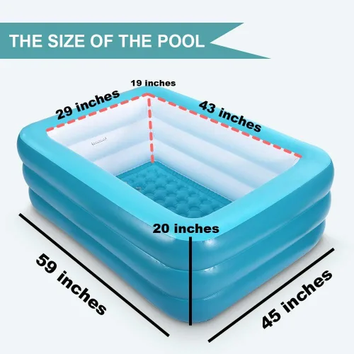 Miniatura 5 de Piscina inflable para niños, piscina infantil de 59 x 45 x 20 pulgadas con suelo inflable suave, piscinas inflables duraderas para patio trasero, 59