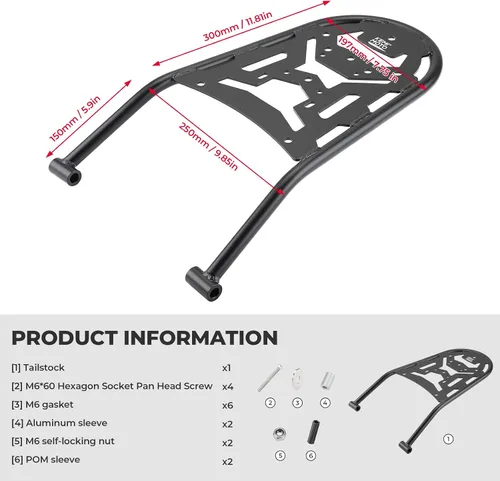 Miniatura 5 de KEMIMOTO Estante trasero compatible con KLX300 KLX300SM KLX250S Rack de almacenamiento de equipaje trasero para carga Enduro KLX300 2009-2025