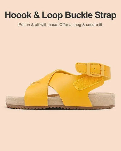 Miniatura 4 de Cubufly Sandalias para niños con tiras cruzadas y puntera abierta, zapatos de verano para uso en interiores y exteriores, para niños pequeños