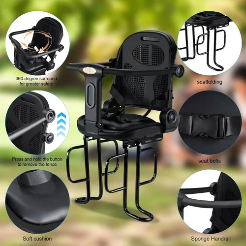 Miniatura 2 de Asiento trasero de bicicleta para niños, asiento trasero de bicicleta para niños, asiento de bicicleta para adultos para bebés de 6 meses a 6 años