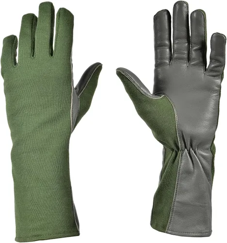 Miniatura 9 de Guantes de vuelo Nomex, guantes de trabajo de cuero para hombres, piel de oveja suave y duradera para conducción, vuelo, jardinería y caza