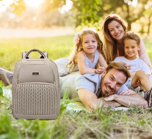 Miniatura 9 de Mochila para pañales Qualyphant - Bolsa de pañales extra grande para dos niños gemelos (expandible 30-38L) - Mochila de viaje para bebé con marrón