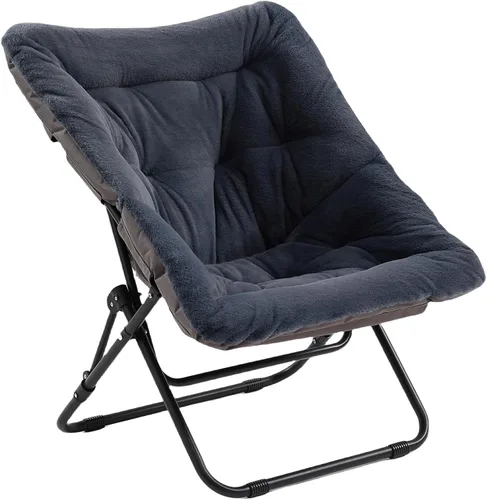 Miniatura 14 de Cómoda silla plegada, silla plegable de gran tamaño de piel sintética suave, silla flexible para adultos y niños, silla lunar con marco de metal