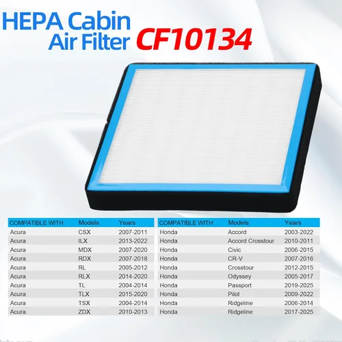 Miniatura 3 de CF10134 - Filtro de aire de cabina con caebón activado con cáscara de nuez compatible con Honda Accord Civic CR-V Odyssey Pilot Ridgeline Acura CSX