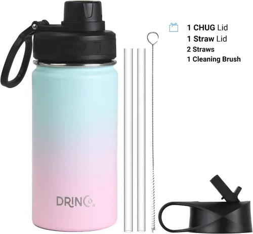 Miniatura 2 de Drinco - Botella de agua de acero inoxidable con boquilla, tapa aislada al vacío, botella de agua de doble pared, de boca ancha