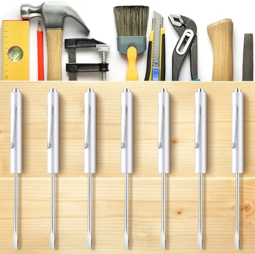 Miniatura 6 de Honoson 10 piezas de destornilladores de bolsillo, mini puntas y clips de bolsillo, pequeño destornillador magnético ranurado con cabeza de hoja