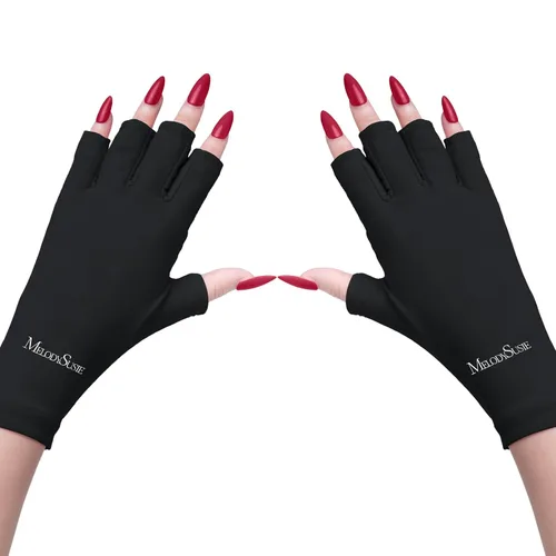 Miniatura 10 de MelodySusie Guantes UV para lámpara de uñas de gel, guantes profesionales de protección UV UPF50+ para manicuras, arte de uñas, cuidado de la piel