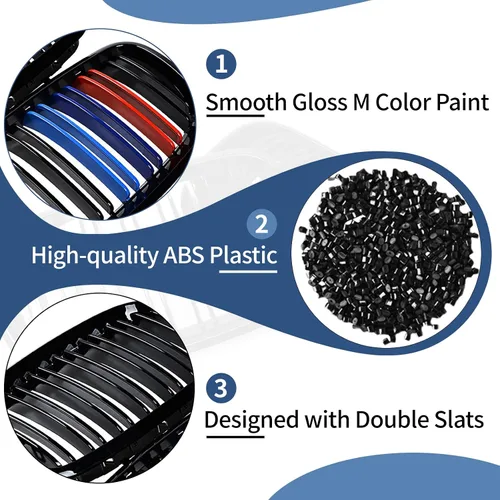 Miniatura 4 de X5 E70 - Rejilla de riñón de color negro brillante M para BMW X5 E70 X6 E71 2007-2014 (láminas dobles de color M)