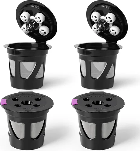 Tazas K reutilizables para Keurig, paquete de 4 cápsulas de café recargables con 5 agujeros, compatibles con Keurig K Supreme, K Slim, K-Duo Gen2,