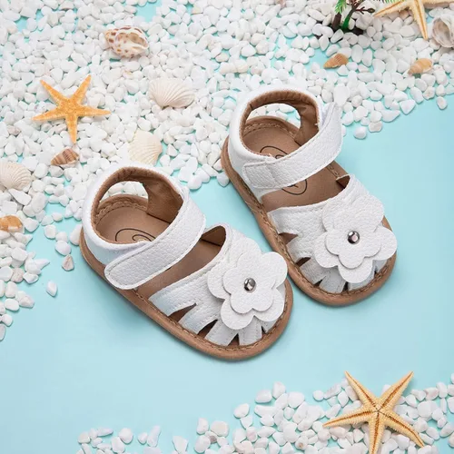 Miniatura 4 de Miamooi Sandalias de verano para bebés y niñas, zapatos de cuna con lazo, zapatos de piel sintética para niños pequeños, suela de goma suave