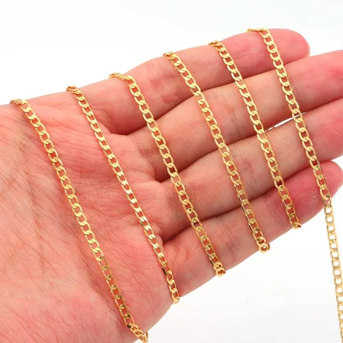 Miniatura 3 de BEADIA - Cadenas planas bañadas en oro de 18 quilates, 3 mm, 2 metros para la fabricación de joyas