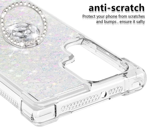 Miniatura 4 de CCSmall Funda para Samsung Galaxy S22 Ultra para mujeres y niñas, transparente con purpurina que fluye líquida, cubierta brillante de arena movediza