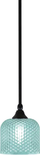 Miniatura 151 de Toltec Lighting Tallo Colgado Mini colgante, acabado de cobre negro, 3.5" cuadrado humo burbuja vidrio