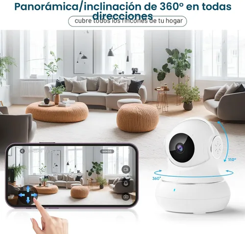 Miniatura 2 de litokam Cámara de seguridad 2K para interiores, cámaras panorámicas/inclinables de 360 para seguridad en el hogar con detección de movimiento