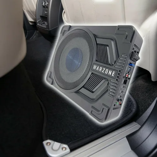 Miniatura 2 de Gravity Warzone WZ100ST 10" Pro Audio Active Compact Under Seat Slim Aluminio 1000 Watts 4 Ohm Subwoofer Potente altavoz con perilla de control