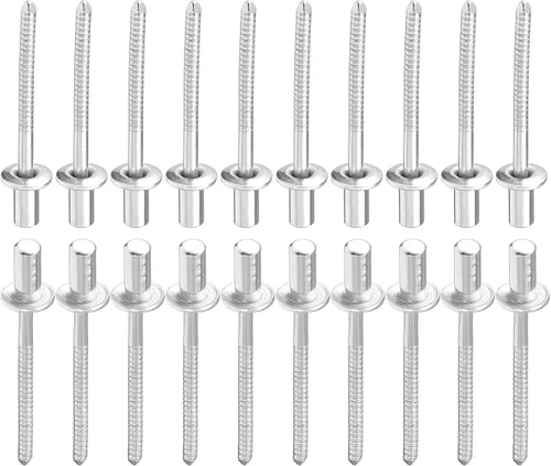 Miniatura 15 de DTGN Remaches ciegos de 0.126 in x 0.394 in (DxL) – Paquete de 50 – Bueno para la unión de maquinaria – Remache de extremo cerrado de cúpula