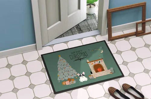 Miniatura 4 de Caroline's Treasures CK7574MAT Piebald French Bulldog Christmas Everyone - Felpudo de 18 x 27 pulgadas, tapete para puerta delantera
