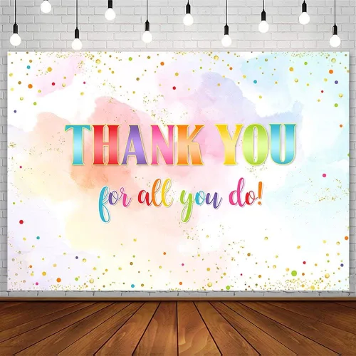 AIBIIN Telón de fondo de 7 x 5 pies con texto en inglés "We Truly Appreciate You", decoración de fiesta con texto en inglés "Thank for All You Do",