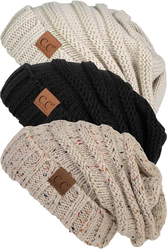 Miniatura 128 de Funky Junque Gorro de moda de punto trenzado de talla extragrande, grueso, abrigado, suave y holgado