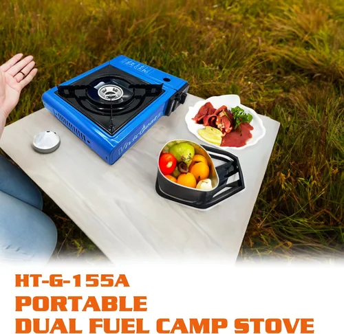 Miniatura 5 de Vivicreate Estufa de butano portátil de 7000 BTU, estufa de butano con encendido automático para campamento, quemador de gas portátil ligero con Azul
