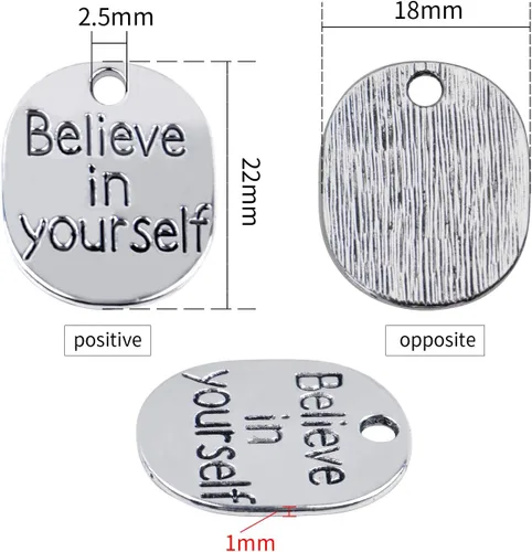 Miniatura 3 de Aylifu Dijes inspiradores con palabras, 30 piezas de colgantes de letras grabadas con mensaje grabado, cuentas de suministros de manualidades
