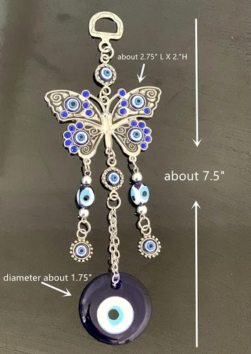Miniatura 5 de Adorno de decoración colgante de mariposa azul turco con mal de ojo turco (con una bolsa de decoración mejor)-003
