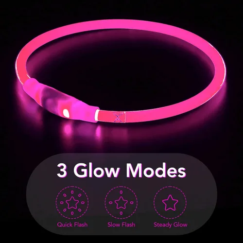 Miniatura 2 de Colaseeme Collar de perro con luz LED, collar de perro con luz, recargable por USB, TPU brillante, luz de seguridad, luces para perros medianos