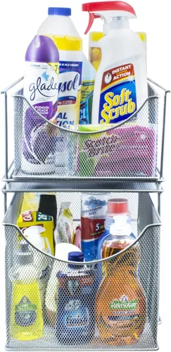 Miniatura 4 de Sorbus gavetas organizadoras de almacenamiento de malla plateada con gavetas extraíbles, ideal para cubierta, gabinete, despensa, para colocar bajo