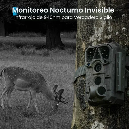 Miniatura 7 de Meidase Paquete de 2 cámaras Trail P70 (no celular, sin WiFi), 64MP 1296p, visión nocturna IR sin brillo, activada por movimiento, impermeable
