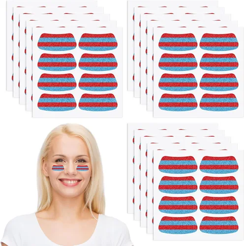 Miniatura 23 de Cholemy 120 pares de calcomanías negras de ojo a granel, calcomanías con purpurina de béisbol, fútbol, sóftbol, fiesta, accesorios para el día