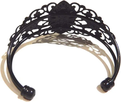 Miniatura 4 de Brazalete de filigrana de sirena de metal negro con diseño de sirena, color verde azulado, color marfil, Metal Metal pintura resina sintética