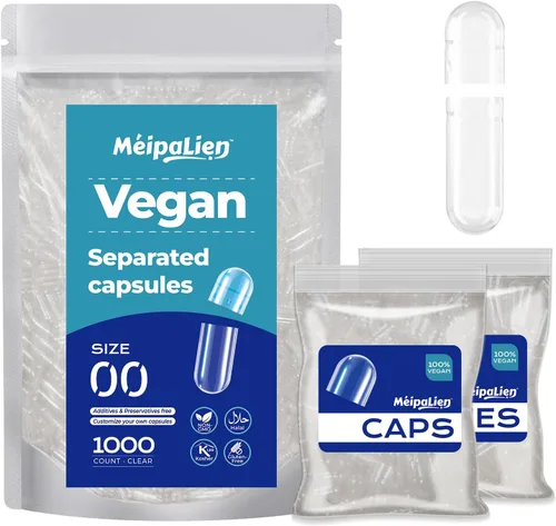 Cápsulas veganas separadas, tamaño 00,1000 unidades, cápsulas vegetales vacías de primera calidad separadas, píldora vacía transparente para