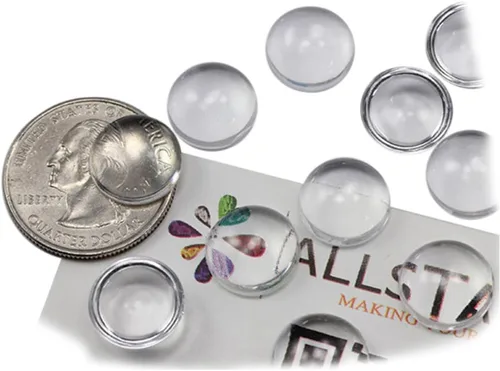 Miniatura 8 de Allstarco Cabujones acrílicos redondos transparentes de 0.354 in, gemas de plástico para hacer joyas, aretes de bricolaje, colgantes - 75 piezas