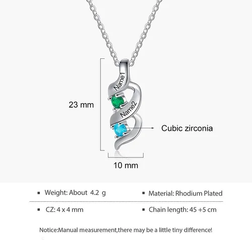 Miniatura 24 de Gemszoo Personalized Twisted Name Necklace with Simulated Birthstones Mother Daughter Pendant Gifts for Women Mom Grandma