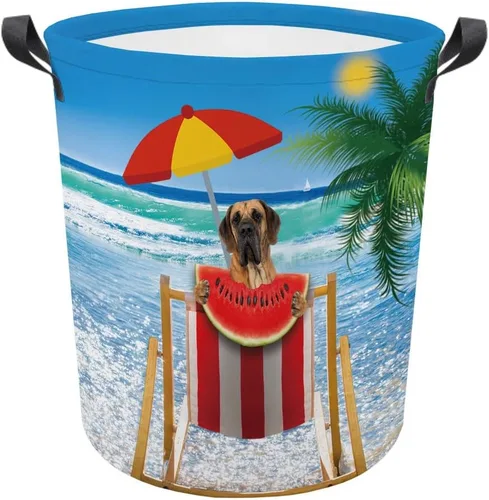Miniatura 17 de Cesta plegable con estampado de perro, lindo Cavalier King Charles Spaniel Sandía con asa, caja de juguetes, bolsa de almacenamiento
