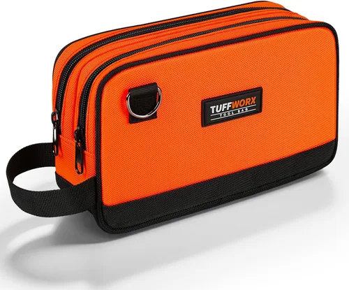 Miniatura 10 de Bolsa de herramientas, bolsa de herramientas pequeña de 12 pulgadas, impermeable, 600D, compartimentos dobles, organizadores de herramientas y caja