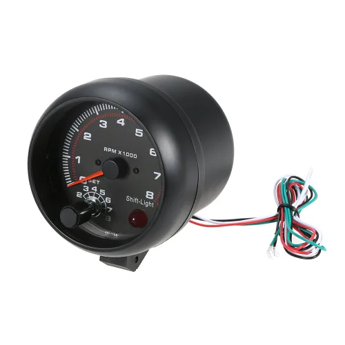 Miniatura 3 de Shkalacar 3.75 pulgadas, medidor de tacómetro universal para automóvil, kit de tacómetro automotriz, luz blanca de cambio entre 0-8000 RPM