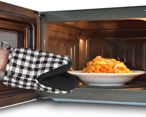 Miniatura 7 de Guantes cortos para horno, resistentes al calor, 500 °F, guantes de cocina con agarre de silicona, antideslizantes para hornear, parrilla, barbacoa
