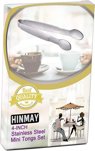 Miniatura 7 de HINMAY Pinzas para azúcar de 10,16 cm, mini pinzas para servir, acero inoxidable, pinzas para aperitivos, juego de 4