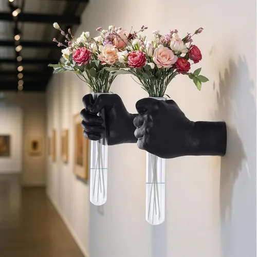 Miniatura 11 de 2 piezas de esculturas de pared, florero de manos para decoración del hogar, escultura artística de montaje en pared, estatua de arte de pared