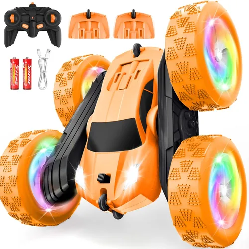 Miniatura 11 de Auto a control remoto, autos RC para niñas, rastreador RC de doble cara de 2.4 GHz con batería modular USB-C mejorada, juguetes de automóvil Rosa