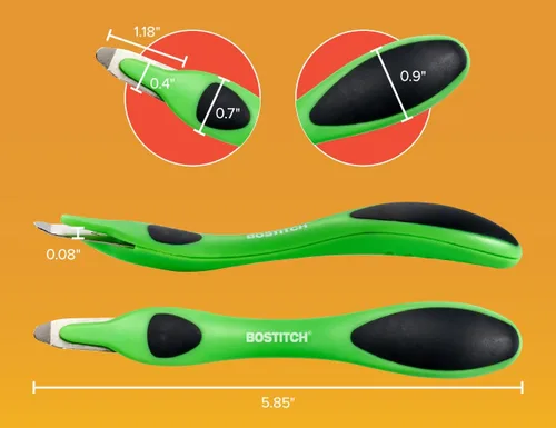 Miniatura 3 de Bostitch Removedor magnético profesional de grapas fácil, palillo extractor de grapas de color neón, herramienta removedor de grapas para oficina
