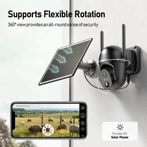 Miniatura 4 de SEHMUA - Cámara de seguridad celular 4G LTE solar inalámbrica para exteriores, cámara alimentada por energía solar sin WiFi, vista en vivo de 360°
