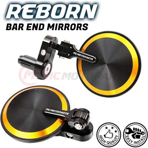 Miniatura 4 de Espejos de barra CNC Gold Reborn – Compatible con GSXR 600, 750, 1000, 1300, CBR600RR, CBR1000RR, SV650, SV1000, SFV650 – Aluminio mecanizado